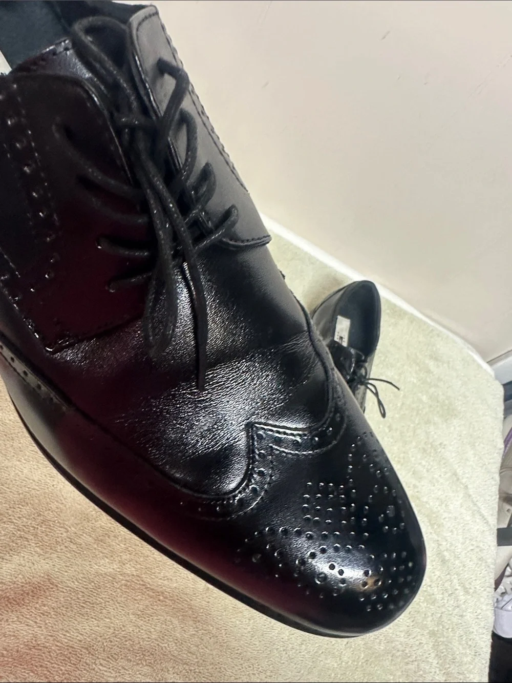 Joseph Abboud Black Leather Wingtip Oxfords